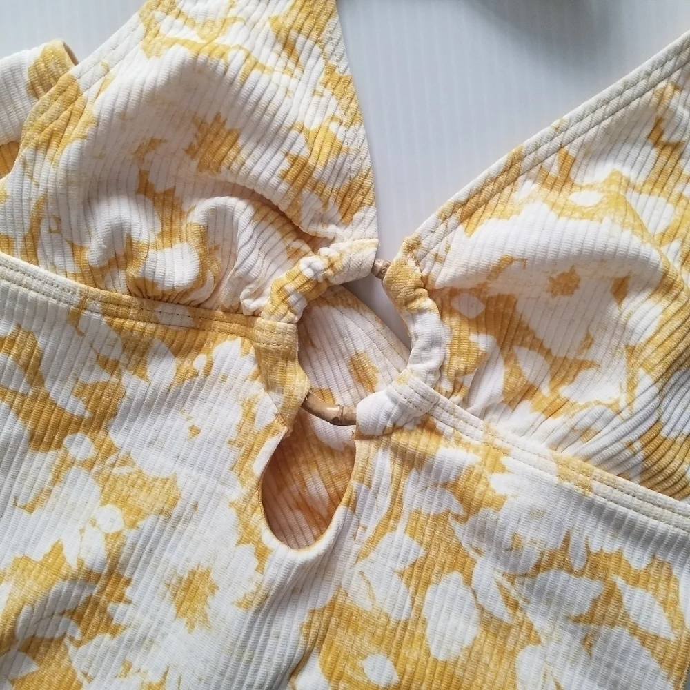 CIKADA Australia Floral Ribbed Yellow One Piece Swimsuit Size 4